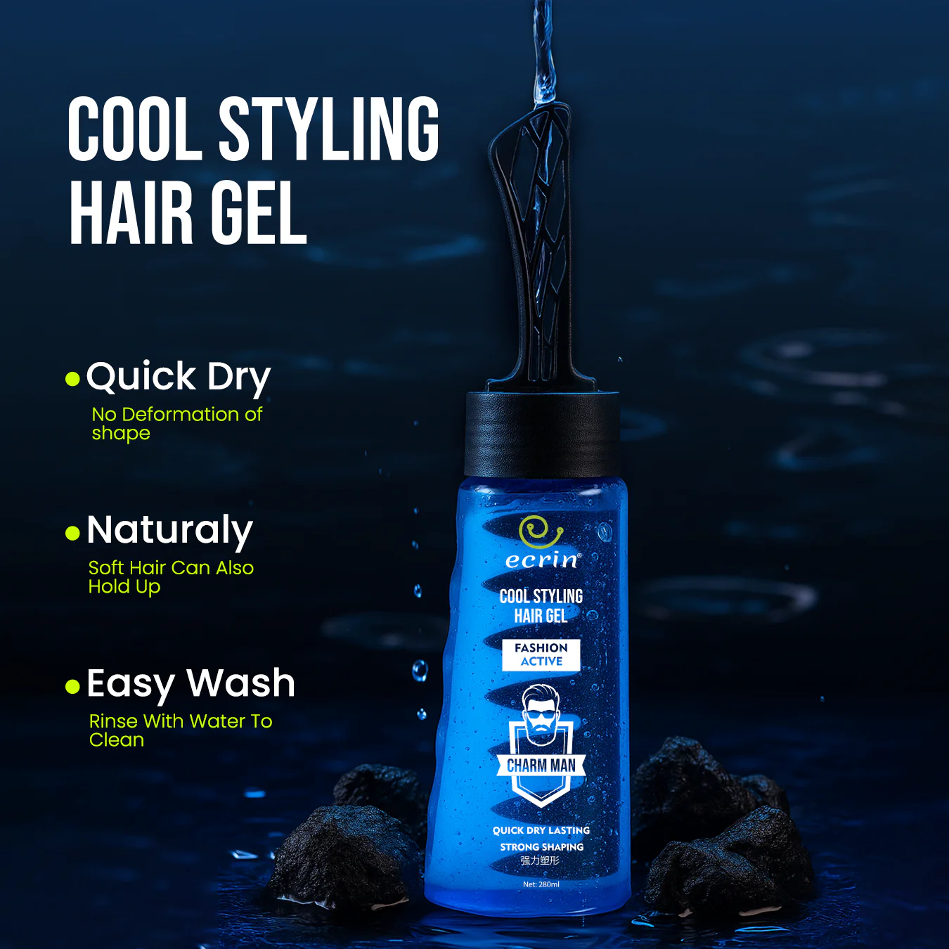 ECRIN COOL STYLING HAIR GEL WITH ACTIVE COLLAGEN-280 ml